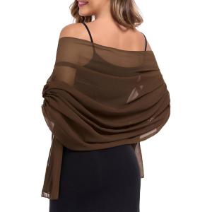 image:imageAmerican Trends Chiffon shawls and wraps for evening dresseslarge shawls for wedding bridal Bridesmaidslong scarf for womenBrown