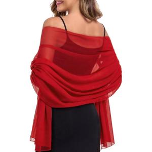 image:imageAmerican Trends Chiffon shawls and wraps for evening dresseslarge shawls for wedding bridal Bridesmaidslong scarf for womenBurgundy
