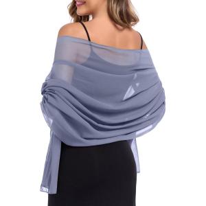 image:imageAmerican Trends Chiffon shawls and wraps for evening dresseslarge shawls for wedding bridal Bridesmaidslong scarf for womenDusty Blue