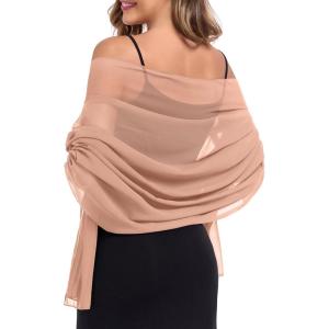 image:imageAmerican Trends Chiffon shawls and wraps for evening dresseslarge shawls for wedding bridal Bridesmaidslong scarf for womenDusty Pink
