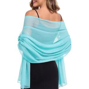 image:imageAmerican Trends Chiffon shawls and wraps for evening dresseslarge shawls for wedding bridal Bridesmaidslong scarf for womenLight Blue