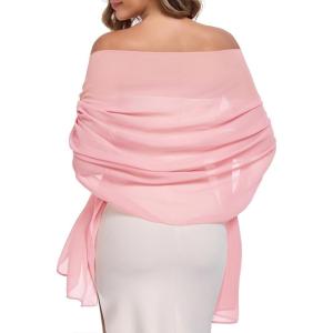 image:imageAmerican Trends Chiffon shawls and wraps for evening dresseslarge shawls for wedding bridal Bridesmaidslong scarf for womenPink