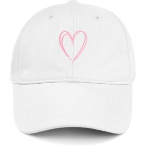 image:imageAmerican Trends Womens Baseball Caps Cute Heart Dad Hat Adjustable Cotton Unisex Cap for Workout Golf amp Everyday WearWhite With Pink Heart