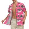 image:imageAmerican Trends Mens Hawaiian Shirts Short Sleeve Button Down Tropical Novelty Print Beachwear1 Pink With Flamingo