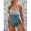 image:imageModest One Piece Swimsuit Women Tummy Control 2026 Long Torso Slimming Bathing Suit Cute Floral Swim SuitsC Blue White Slash