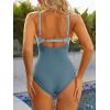 image:imageModest One Piece Swimsuit Women Tummy Control 2026 Long Torso Slimming Bathing Suit Cute Floral Swim SuitsC Blue White Slash