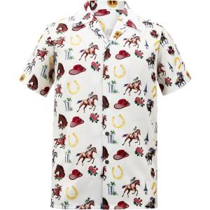image:imageAmerican Trends Mens Hawaiian Shirts Short Sleeve Button Down Tropical Novelty Print BeachwearHorse Racing Theme Print