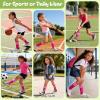 image:imageAmerican Trends 4 Pairs Kids Soccer Baseball Socks Youth Boys Girls Long Striped Socks with Soccer GiftsBlack  White  Hot Pink  Pink