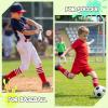image:imageAmerican Trends 4 Pairs Kids Soccer Baseball Socks Youth Boys Girls Long Striped Socks with Soccer GiftsBlack  White  Red  Royal Blue