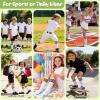 image:imageAmerican Trends 4 Pairs Kids Soccer Baseball Socks Youth Boys Girls Long Striped Socks with Soccer GiftsWhite  Black  Royal Blue  Neon Green