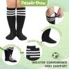 image:imageAmerican Trends 4 Pairs Kids Soccer Baseball Socks Youth Boys Girls Long Striped Socks with Soccer GiftsWhite  Black  Royal Blue  Neon Green