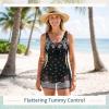 image:imageWomens Tummy Control Swimdress One Piece Swimsuits Modest VNeck Mesh Bathing Suits with Builtin BottomBlackfloral