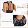 image:imageWomens Tummy Control Swimdress One Piece Swimsuits Modest VNeck Mesh Bathing Suits with Builtin BottomBlackfloral
