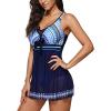 image:imageWomens Tummy Control Swimdress One Piece Swimsuits Modest VNeck Mesh Bathing Suits with Builtin BottomBlue