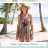 image:imageWomens Tummy Control Swimdress One Piece Swimsuits Modest VNeck Mesh Bathing Suits with Builtin BottomBrown