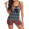 image:imageWomens Tummy Control Swimdress One Piece Swimsuits Modest VNeck Mesh Bathing Suits with Builtin BottomColor a