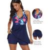 image:imageWomens Tummy Control Swimdress One Piece Swimsuits Modest VNeck Mesh Bathing Suits with Builtin BottomFloralsky Blue