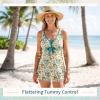 image:imageWomens Tummy Control Swimdress One Piece Swimsuits Modest VNeck Mesh Bathing Suits with Builtin BottomGreen White Floral