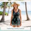 image:imageWomens Tummy Control Swimdress One Piece Swimsuits Modest VNeck Mesh Bathing Suits with Builtin BottomGreenfloral