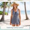 image:imageWomens Tummy Control Swimdress One Piece Swimsuits Modest VNeck Mesh Bathing Suits with Builtin BottomGrey