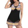 image:imageWomens Tummy Control Swimdress One Piece Swimsuits Modest VNeck Mesh Bathing Suits with Builtin BottomOrange