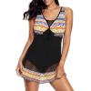 image:imageWomens Tummy Control Swimdress One Piece Swimsuits Modest VNeck Mesh Bathing Suits with Builtin BottomOrange