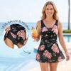 image:imageWomens Tummy Control Swimdress One Piece Swimsuits Modest VNeck Mesh Bathing Suits with Builtin BottomPinkfloral