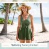 image:imageWomens Tummy Control Swimdress One Piece Swimsuits Modest VNeck Mesh Bathing Suits with Builtin BottomPure Green