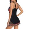image:imageWomens Tummy Control Swimdress One Piece Swimsuits Modest VNeck Mesh Bathing Suits with Builtin BottomRed Swimdress