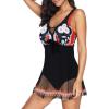 image:imageWomens Tummy Control Swimdress One Piece Swimsuits Modest VNeck Mesh Bathing Suits with Builtin BottomRed Swimdress