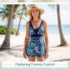 image:imageWomens Tummy Control Swimdress One Piece Swimsuits Modest VNeck Mesh Bathing Suits with Builtin BottomRedblue