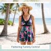 image:imageWomens Tummy Control Swimdress One Piece Swimsuits Modest VNeck Mesh Bathing Suits with Builtin BottomRedgreen Floral