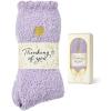 image:imageAmerican Trends Fuzzy Socks for Women in Gift Box UltraSoft Cloud Sleep Socks with Thinking of You Wrap Gifts for WomenPurple