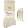 image:imageAmerican Trends Fuzzy Socks for Women in Gift Box UltraSoft Cloud Sleep Socks with Thinking of You Wrap Gifts for WomenWhite
