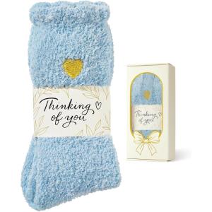 image:imageAmerican Trends Fuzzy Socks for Women in Gift Box UltraSoft Cloud Sleep Socks with Thinking of You Wrap Gifts for WomenBlue
