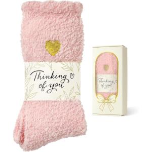 image:imageAmerican Trends Fuzzy Socks for Women in Gift Box UltraSoft Cloud Sleep Socks with Thinking of You Wrap Gifts for WomenPink