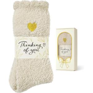 image:imageAmerican Trends Fuzzy Socks for Women in Gift Box UltraSoft Cloud Sleep Socks with Thinking of You Wrap Gifts for WomenWhite