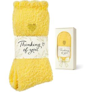 image:imageAmerican Trends Fuzzy Socks for Women in Gift Box UltraSoft Cloud Sleep Socks with Thinking of You Wrap Gifts for WomenYellow