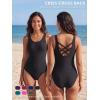 image:imageAmerican Trends Athletic One Piece Swimsuits for Women Modest Bathing Suits Criss Cross Back Water Aerobics SwimwearB Black
