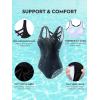 image:imageAmerican Trends Athletic One Piece Swimsuits for Women Modest Bathing Suits Criss Cross Back Water Aerobics SwimwearB Black