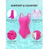 image:imageAmerican Trends Athletic One Piece Swimsuits for Women Modest Bathing Suits Criss Cross Back Water Aerobics SwimwearB Hot Pink