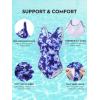 image:imageAmerican Trends Athletic One Piece Swimsuits for Women Modest Bathing Suits Criss Cross Back Water Aerobics SwimwearB Tie Dye Blue