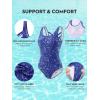 image:imageAmerican Trends Athletic One Piece Swimsuits for Women Modest Bathing Suits Criss Cross Back Water Aerobics SwimwearB Water Pattern