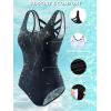 image:imageAmerican Trends Athletic One Piece Swimsuits for Women Modest Bathing Suits Criss Cross Back Water Aerobics SwimwearBlack Lily Accent