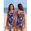 image:imageAmerican Trends Athletic One Piece Swimsuits for Women Modest Bathing Suits Criss Cross Back Water Aerobics SwimwearBlack Print