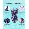 image:imageAmerican Trends Athletic One Piece Swimsuits for Women Modest Bathing Suits Criss Cross Back Water Aerobics SwimwearBlack Print