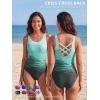 image:imageAmerican Trends Athletic One Piece Swimsuits for Women Modest Bathing Suits Criss Cross Back Water Aerobics SwimwearE Green Gradient