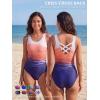 image:imageAmerican Trends Athletic One Piece Swimsuits for Women Modest Bathing Suits Criss Cross Back Water Aerobics SwimwearE Orange Gradient