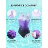 image:imageAmerican Trends Athletic One Piece Swimsuits for Women Modest Bathing Suits Criss Cross Back Water Aerobics SwimwearE Purple Gradient