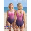 image:imageAmerican Trends Athletic One Piece Swimsuits for Women Modest Bathing Suits Criss Cross Back Water Aerobics SwimwearE Red